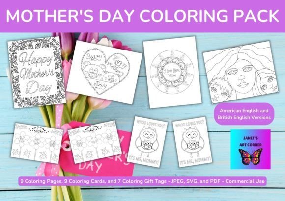 A Craft-Proven Graphics Bundle for Mother's Day Coloring Projects