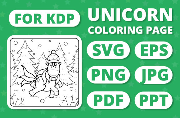 A Designer's Take on the KDP Unicorns Seasons Coloring Page 26 Graphics Asset