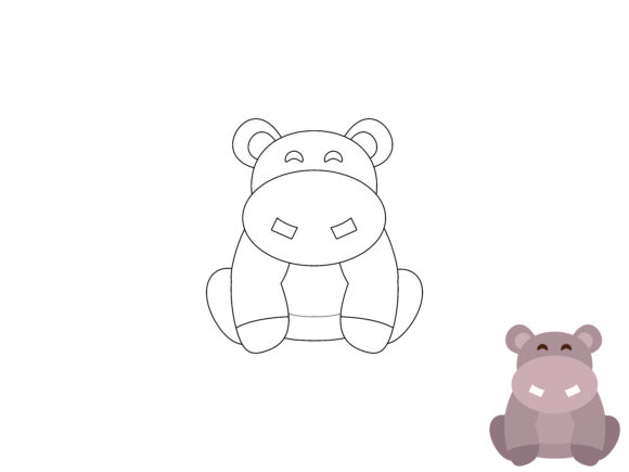 Adorable Kids Coloring Hipoppotamus Animal Graphics