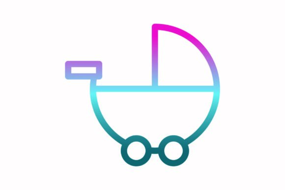 Baby Stroller Rainbow Coloring Icon: A Versatile Graphics Asset