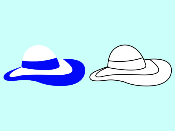 Beach Hat Kids Coloring Vector Set for Graphics
