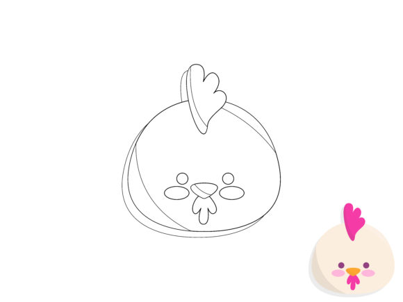 Charming Kids Coloring Chicken for Embroidery