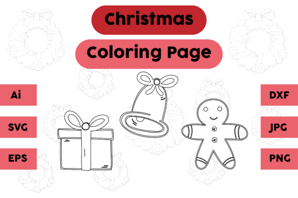 Christmas Coloring Page Bell Ginger Sets: Graphics for Editorial & Content Publishing