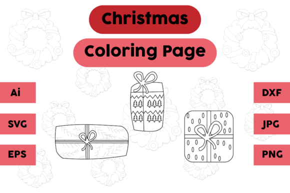 Christmas Coloring Page Gift Set 09 for Graphics and Coloring Pages