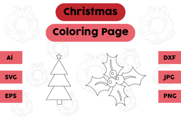 Christmas Coloring Page Graphics for Plum Tree Designs