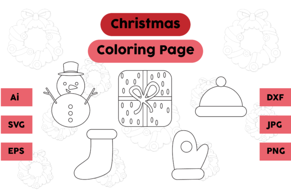 Christmas Coloring Page Snow Gift Set Graphics for Seasonal Branding