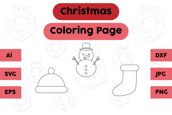 Christmas Coloring Page Snow Socks Set Graphics for Branding