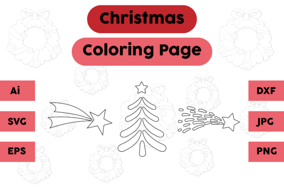 Christmas Coloring Page Star Tree Set: A Graphic Asset for Editorial Mood