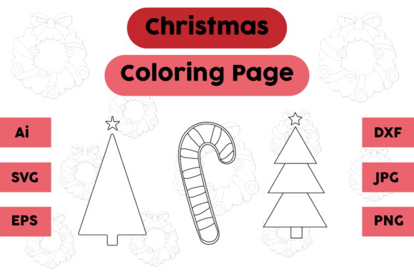 Christmas Coloring Page Tree Candy Set 1: Graphics for Branded Content