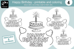 Happy Birthday - Printable and Coloring Graphics