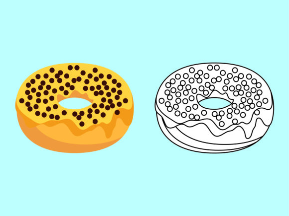 Honey Donuts Kids Coloring Design Vector for Graphics