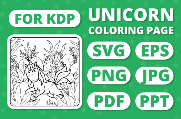 KDP Unicorns Seasons Coloring Page 5: A Versatile Graphics Asset