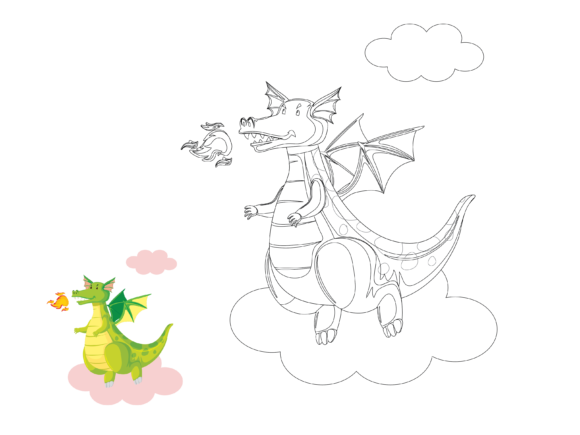 Playful Dragon Kids Coloring: A Versatile Graphic for Creative Projects
