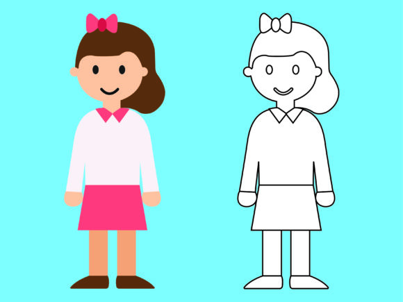 Review: Cute Pink Teenagers Kids Coloring Vector Graphics