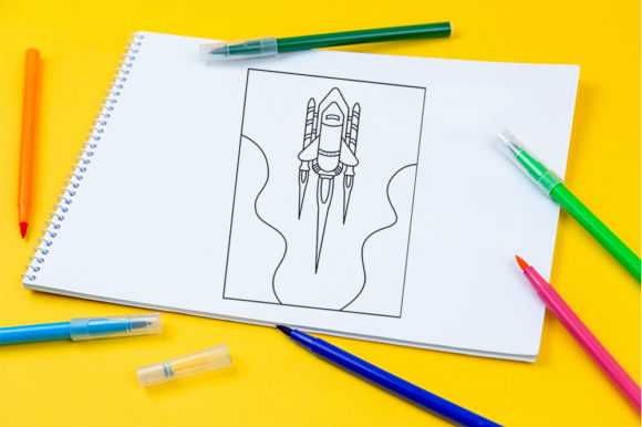 Spaceship Coloring Page for Kids: A Fun Graphics Asset