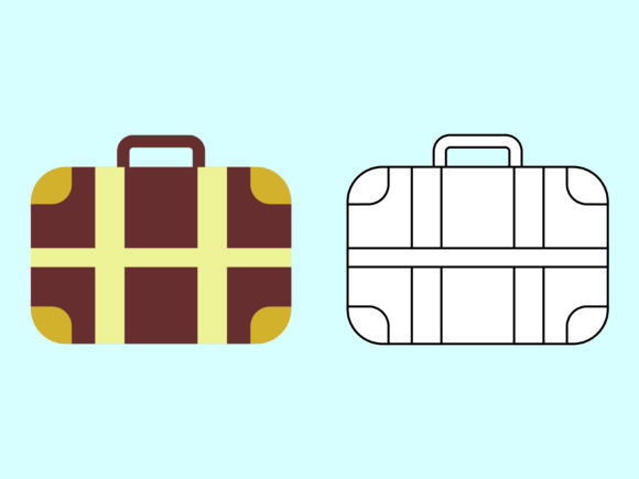 Traveling Bag Kids Coloring Vector: A Vibrant Graphics and Icons Asset
