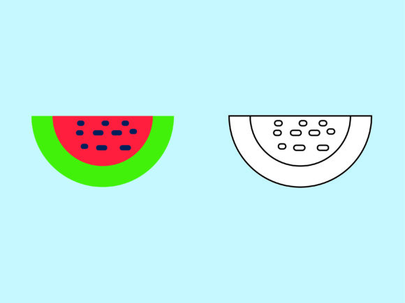 Watermelon Kids Coloring Vector: Perfect for Graphics & Icons